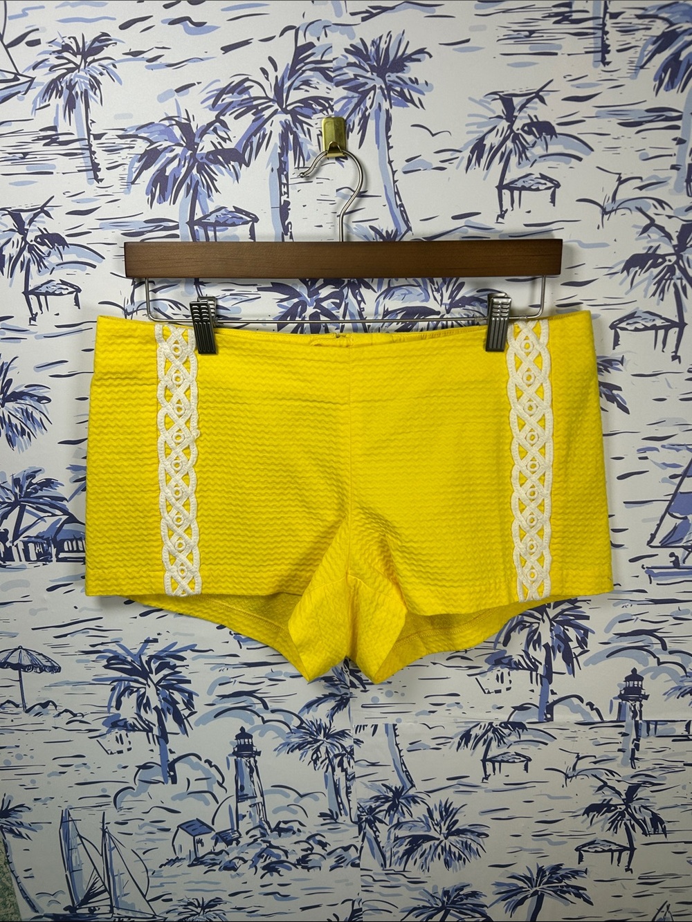 Lilly Pulitzer Yellow Lace-Trim Bike Shorts